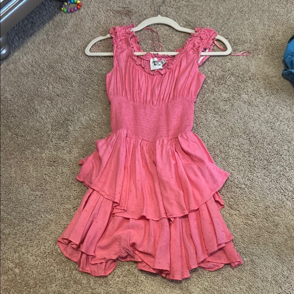 Pink Ruffled Mini Dress